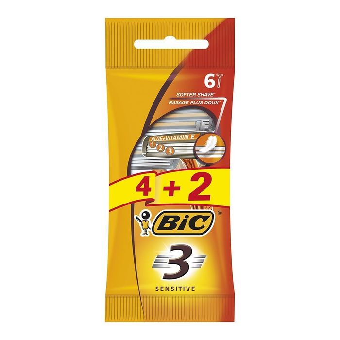 Lâminas descartavéis para barbear 3 sensitive pack 4+2 unidades