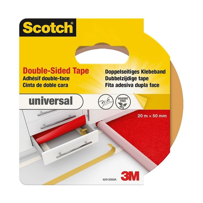 Fita dupla face, universal, branca, 50 mm x 20 m