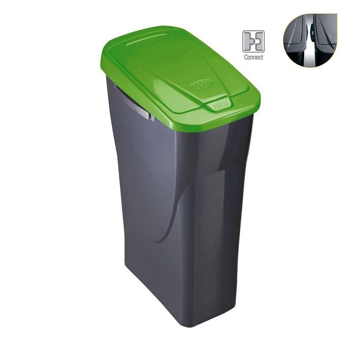 Ecobin com tampa de cor verde 21,5 x 36 x 51cm 25 l