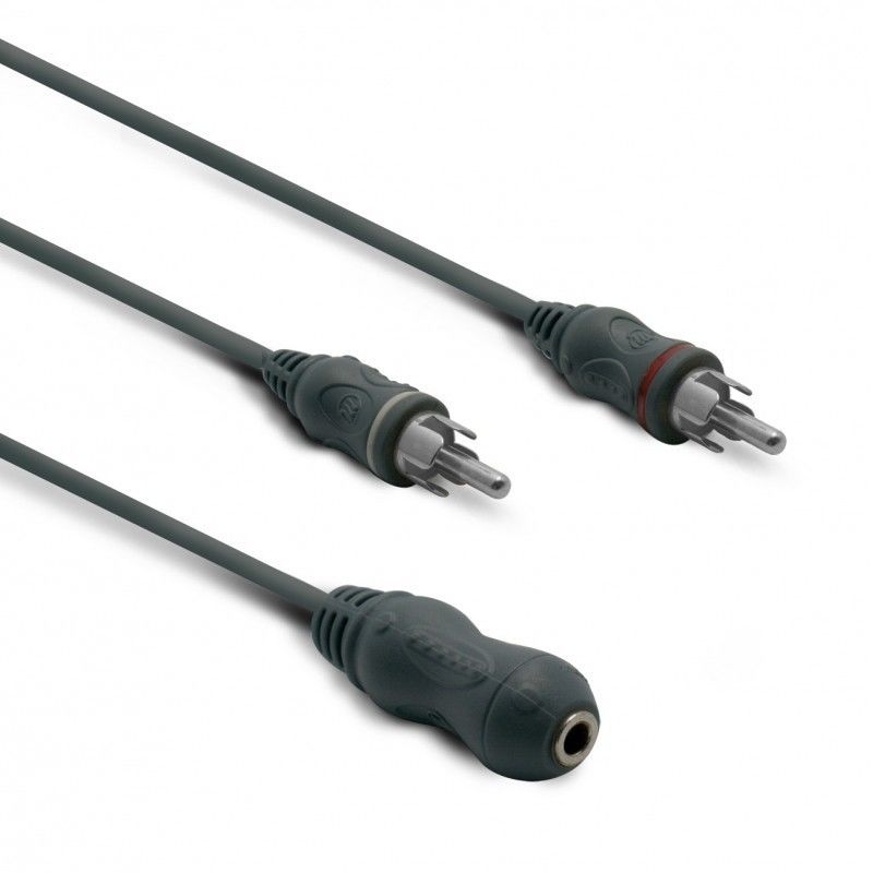 METRONIC - Adaptador Jack Estéreo 3.5mm MACHO/ 2 RCA MACHO 0,1m 360055