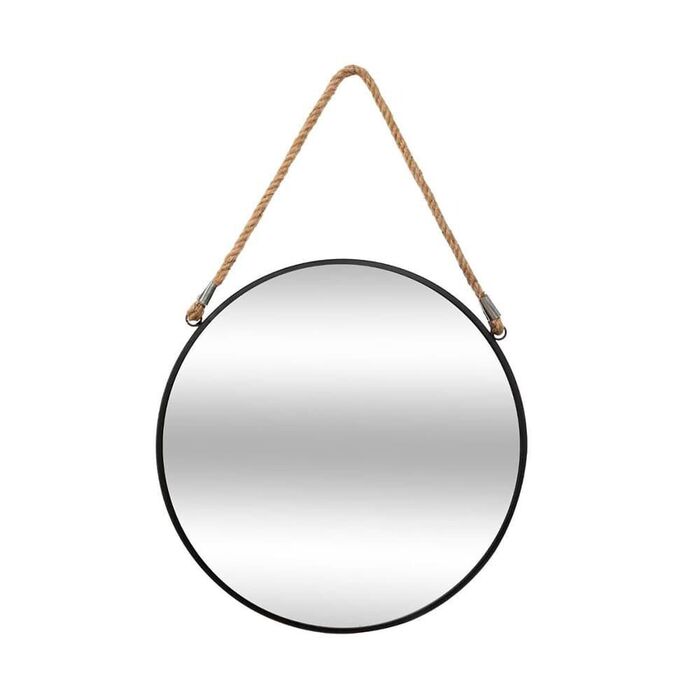 Espelho redondo de metal com corda, modelo eden, ø38 cm