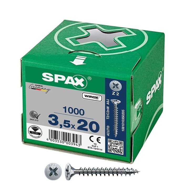 Caixa 1000 unidades. parafuso de cabeça plana universal wirox 3,5x20mm z2