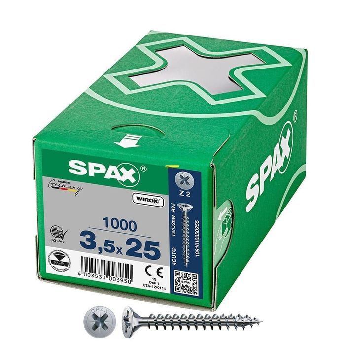 Caixa 1000 unidades. parafuso de cabeça plana universal wirox 3,5x25mm z2