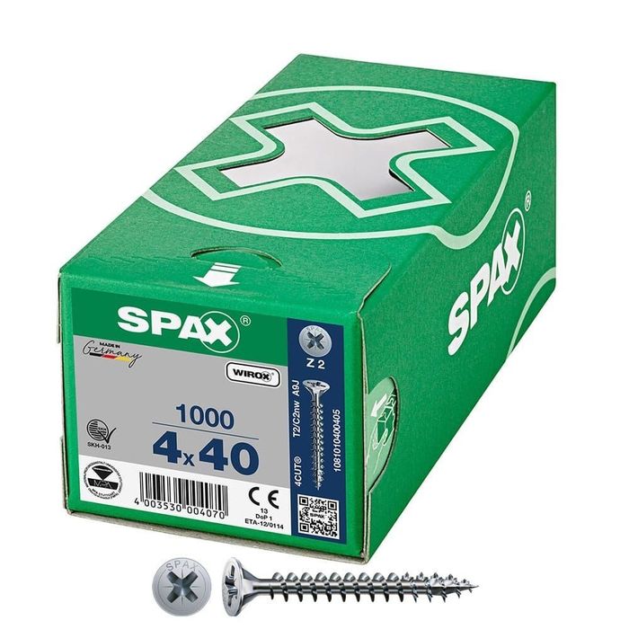 Caixa 1000 unidades. parafuso de cabeça plana universal wirox 4x40mm z2