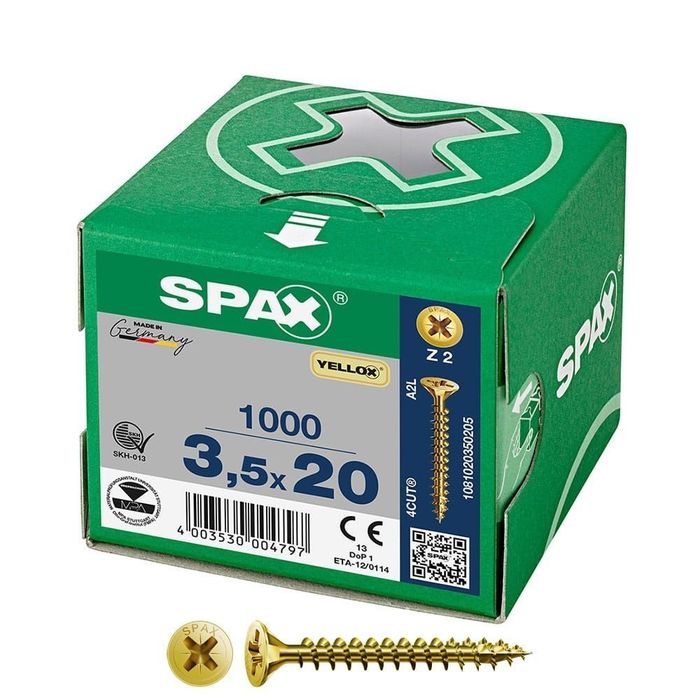 Caixa 1000 unidades. parafuso de cabeça plana universal yellox 3,5x20mm z2