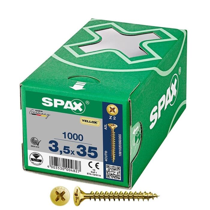 Caixa 1000 unidades. parafuso de cabeça plana universal yellox 3,5x35mm z2