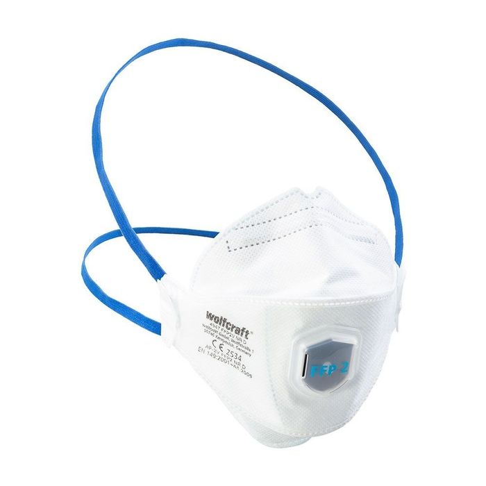 Pack 2 máscaras de pó ffp2 nr d com válvula de respiração e filtro 4947000 wolfcraft