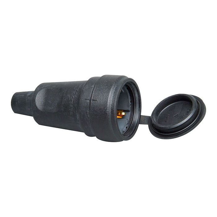 Base ar de borracha 2p+e com tampa, 16a 230v, preta kopp