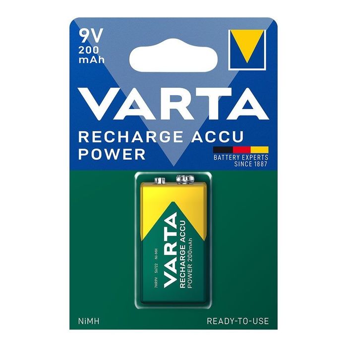 Pilha varta recarregável accu power 9v - 7hr9v 200ma (blíster 1 unid.) 26,5x17,5x48,5mm