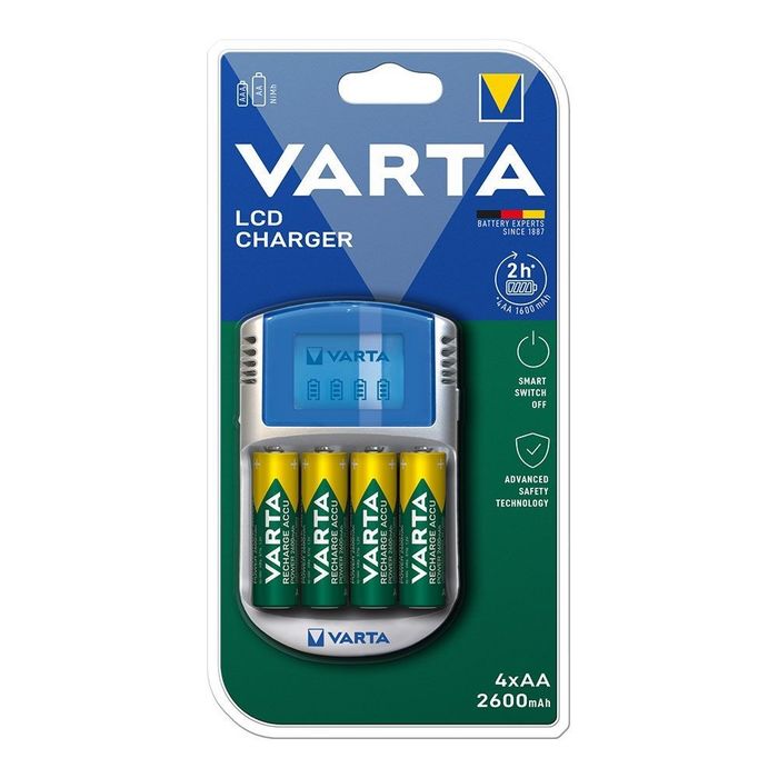 Carregador varta lcd charger para pilhas aa e aaa.