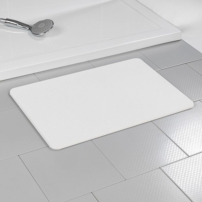 Tapete de banho antiderrapante de diatomita, branco, 60 x 39 cm
