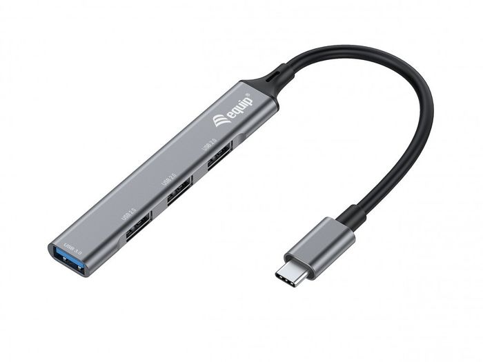 Equip 128961 hub de interface USB 3.2 Gen 1 (3.1 Gen 1) Type-C 5000 Mbit/s Preto, Cinzento