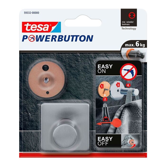 Cabide quadrado clássico powerbutton em aço inoxidável