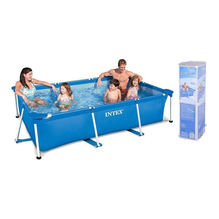 Piscina retangular com estrutura metálica, bomba de filtro não incluída, 300 x 200 x 75 cm