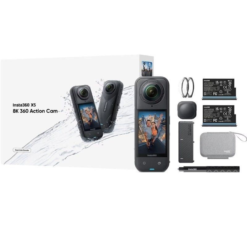 Cámara Digital Deportiva Insta360 X5 Essecial Kit/ 8K/ Ángulo de visión 360º/ Negra