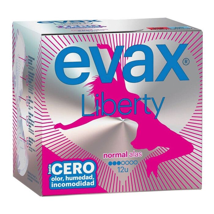 Compressas liberty normal aladas 12 uds