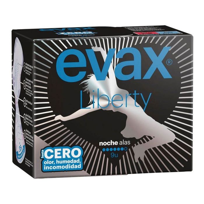 Compressas liberty noite aladas 9 uds