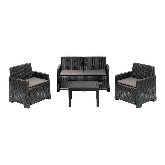 Conjunto de jardim iseo de 4 peças, antracite + almofadas