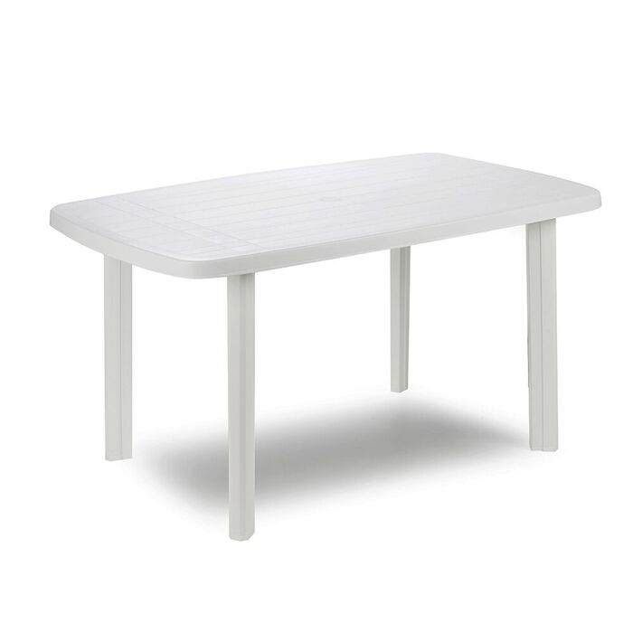 Mesa oval em formato de farol, branca, para uso externo, 72 x 137 x 85 cm