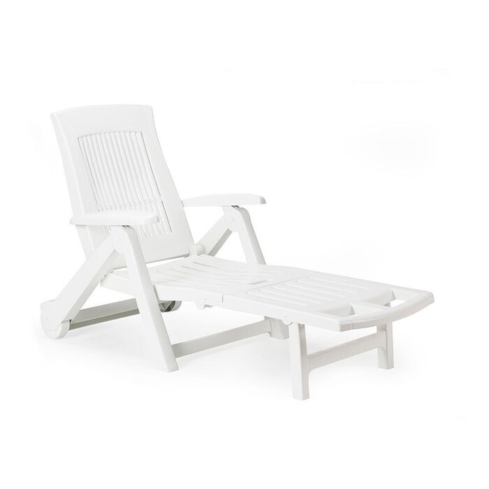 Espreguiçadeira dobrável com rodas zircone, branco, 72 x 195 x 101 cm