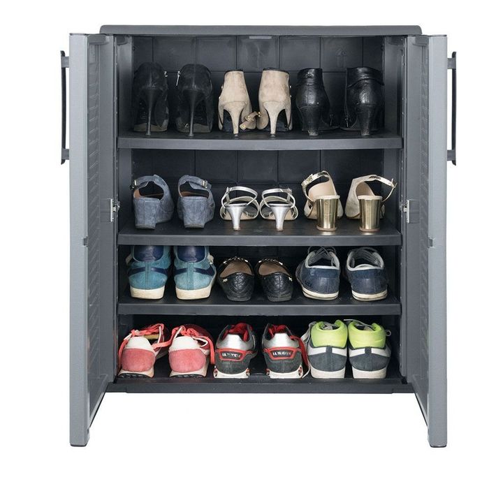 Armário baixo de polipropileno para sapatos, linha easy, cinzento escuro, 68 x 37 x 84 cm
