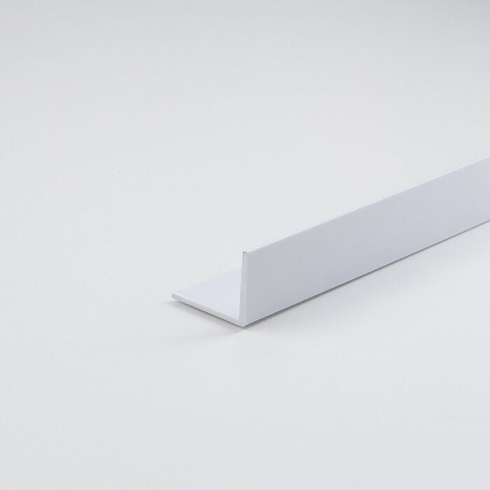 Perfil diy em forma de l, pvc branco acetinado 1000 x 20 x 10 mm