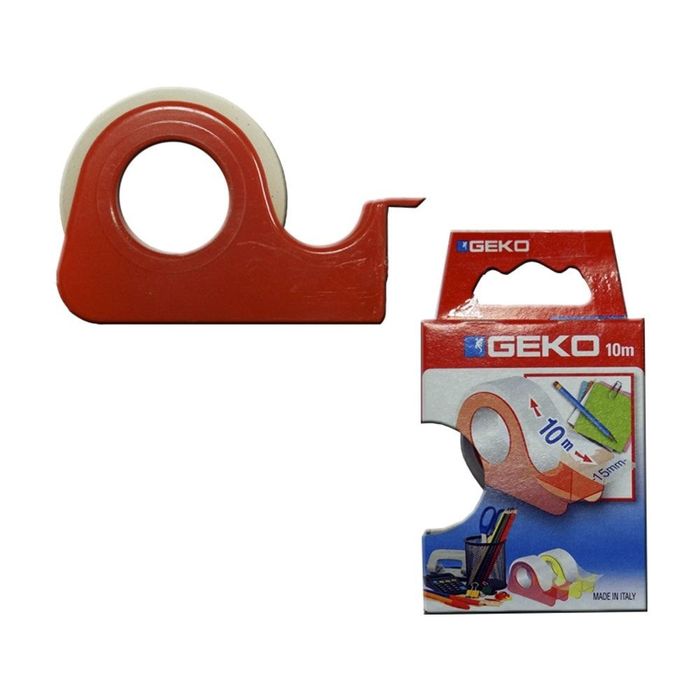 Fita-cola transparente 10m com desenrolador geko