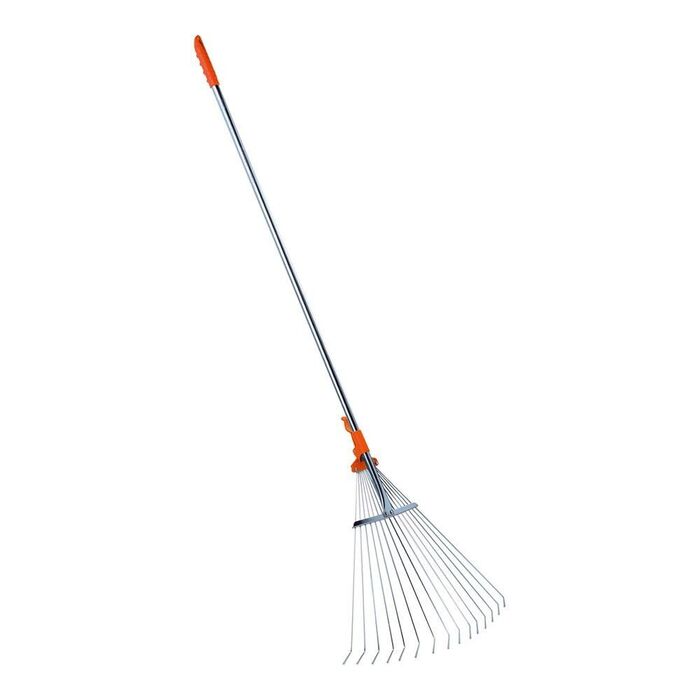 Ancinho para folhas regulável, com cabo telescópico, 1,28-1,6m. stocker