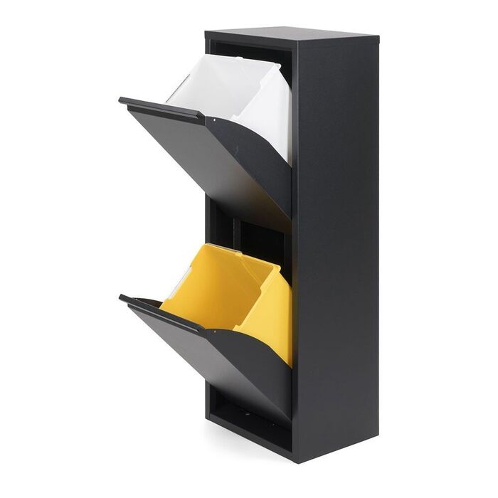 Armário metálico de reciclagem 2 gavetas preto 92 x 35 x 25 cm