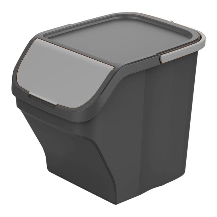 Balde stack n sort cinza com tampa cinza 30 x 40 x 34 cm 25 l