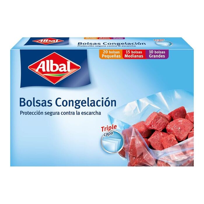 Sacos congelação 3 tamanhos 45 uds