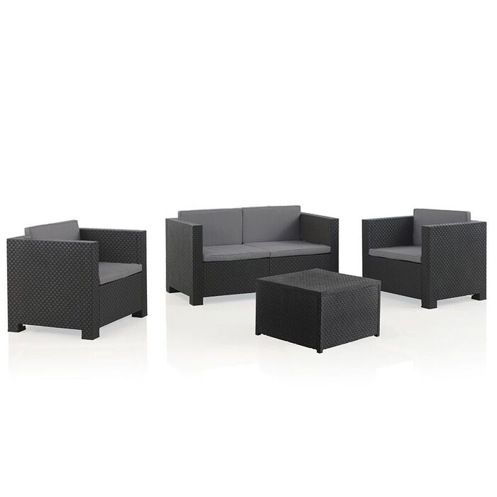 Conjunto de jardim diva tropea graffiti de 4 peças, antracite + almofadas