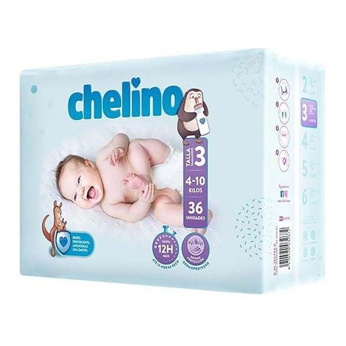 Fralda chelino t3 4-10 kg 36 uds