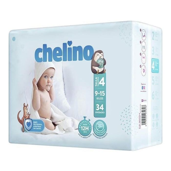 Fralda chelino t4 9-15 kg 34 uds