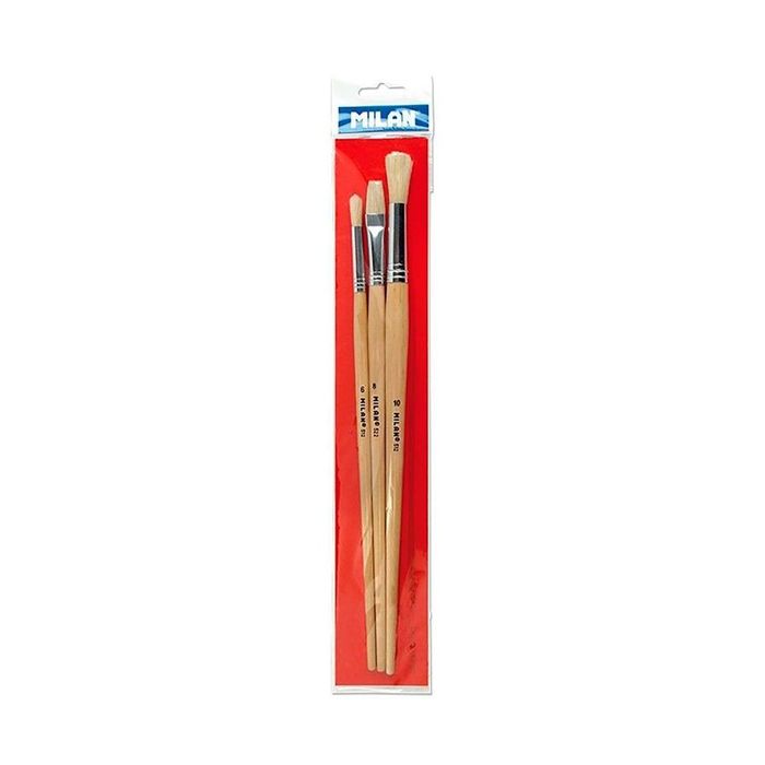 Blíster com 3 pincéis para óleo, acrílico serie 512 n° 6 e 10, serie 522 n° 8 milan