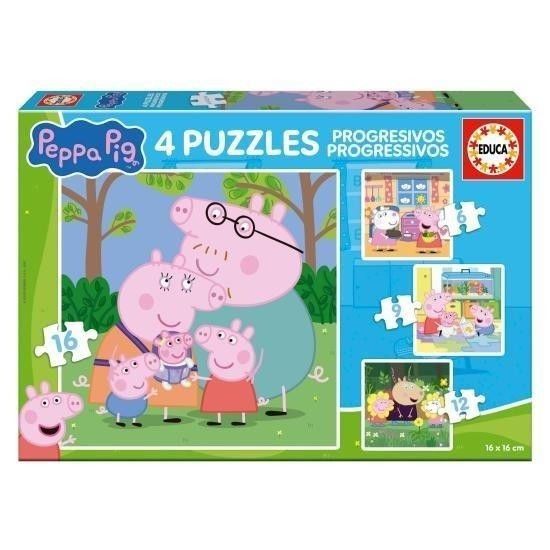 EDUCA - Puzzle Maleta Progressivos Peppa Pig 6-9-12-16 20325