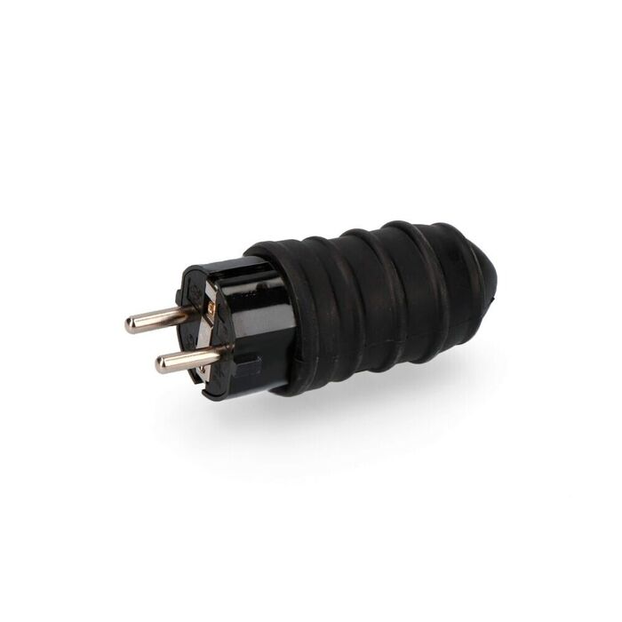 Ficha bipolar de borracha (cee 7/7), ip44, 16a 250v