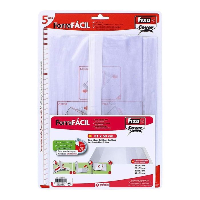 Pack com 5 folhas de encadernação ajustáveis de pvc transparente 310x530mm grafoplas