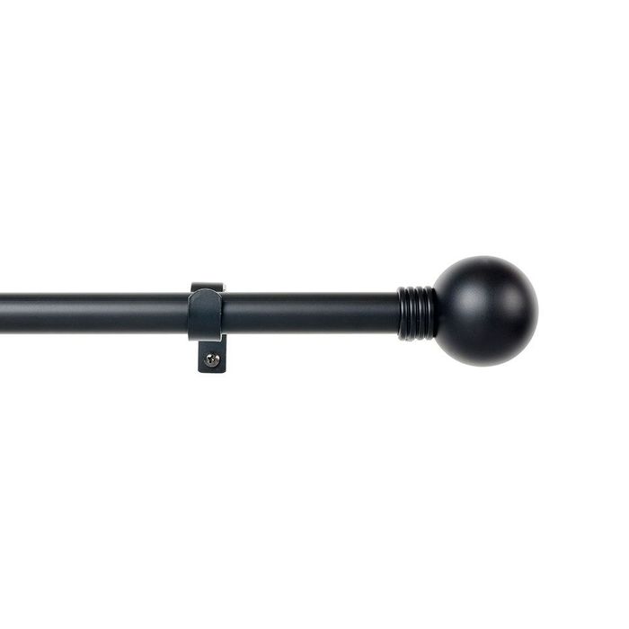 Kit de varão de cortina extensível preto com argolas 160-300 cm