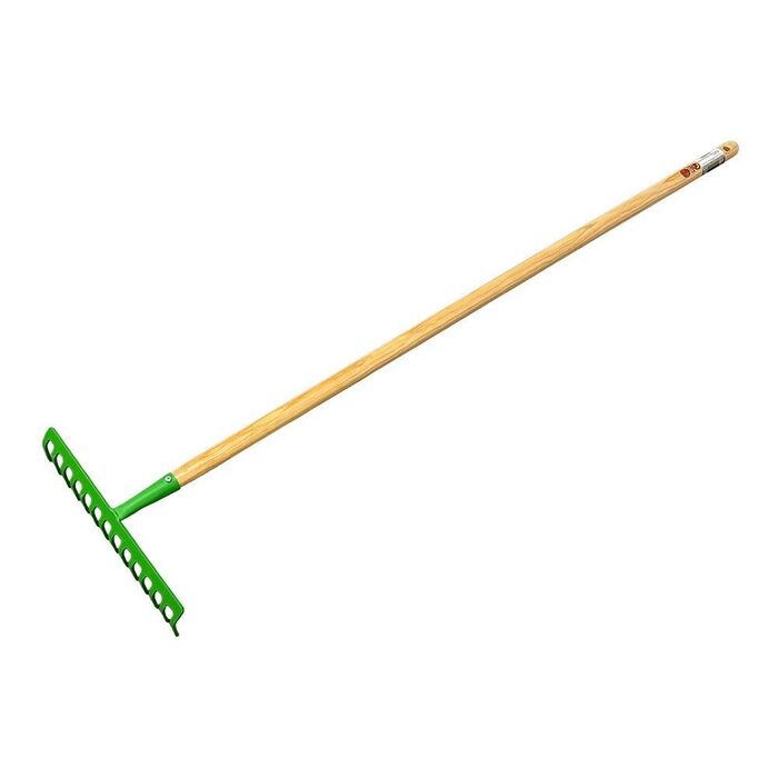 Ancinho de jardim, 14 dentes, cor verde, 36 x 10 x 128 cm