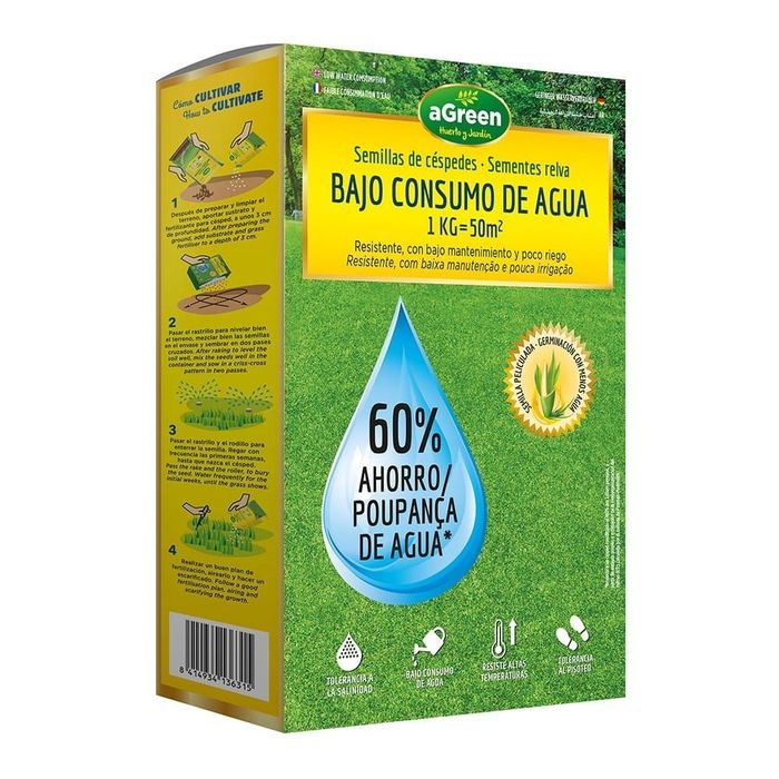 Sementes de relva com baixo consumo de água 1 kg  50 m2 60% de economia de água