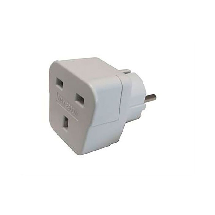 Adaptador reino unido para europeu 13a 250v branco (embalado em retrátil)