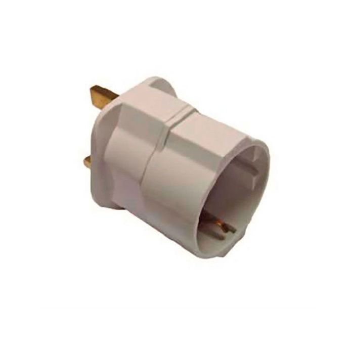 Adaptador europeu para reino unido 13 a 250 v branco (embalado em película)