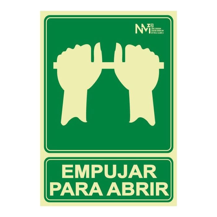 Sinalização de empujar para abrir - classe b - pvc de 0,7 mm, 22,4 x 30 cm