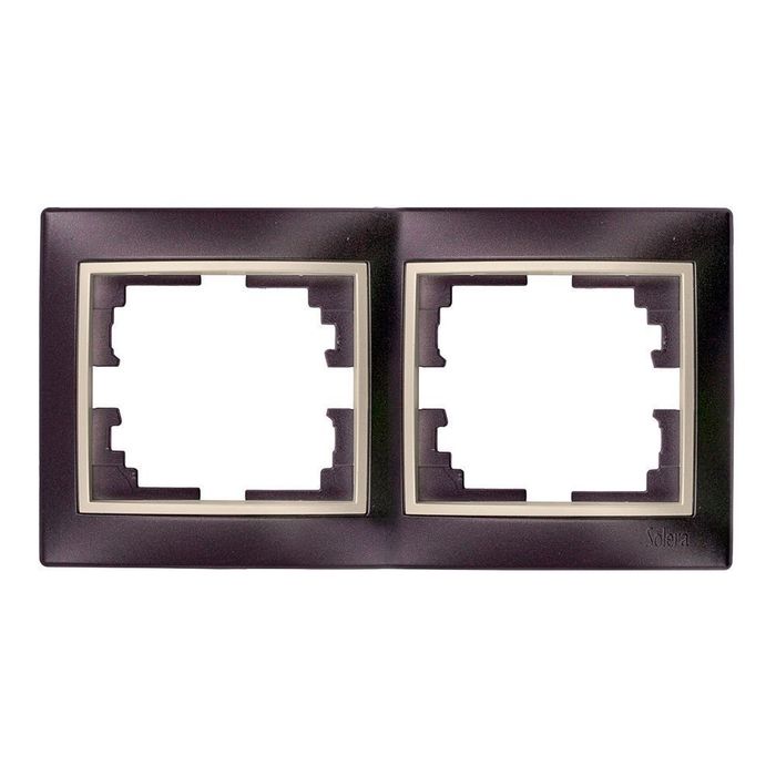 Espelho horizontal duplo, estrutura preto e aro pérola 154x81x10mm série europa solera erp72nu