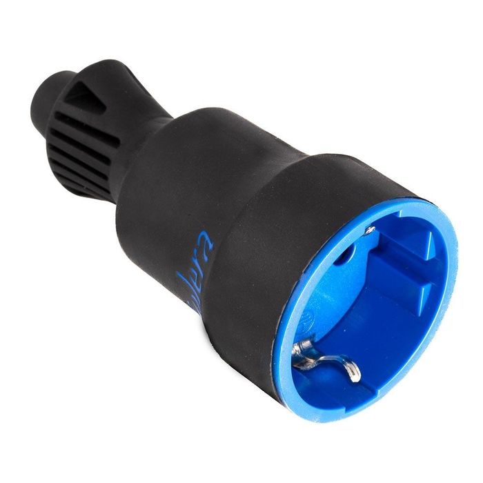 Ficha móvel 2p+t, 16a 250v borracha preta