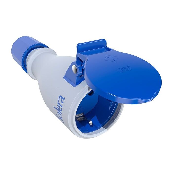 Ficha móvel bipolar com t/t lateral de 16a,250v elastómero branco