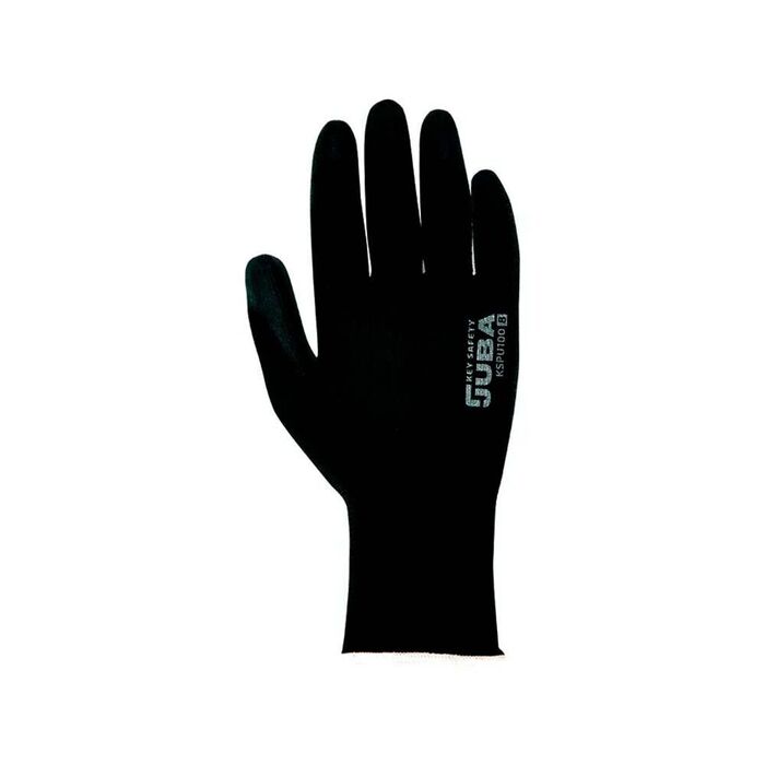Luvas de poliéster com palma em poliuretano, keep safe, preta, t-8 m