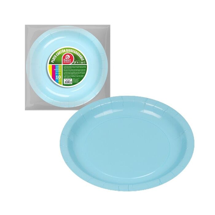 Pratos de papelão azul ø20 cm, 10 uds