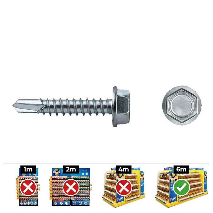 Caixa 250 unid. ponta broca hexagonal din/ref 7504k ø6,3x38mm zincado celo